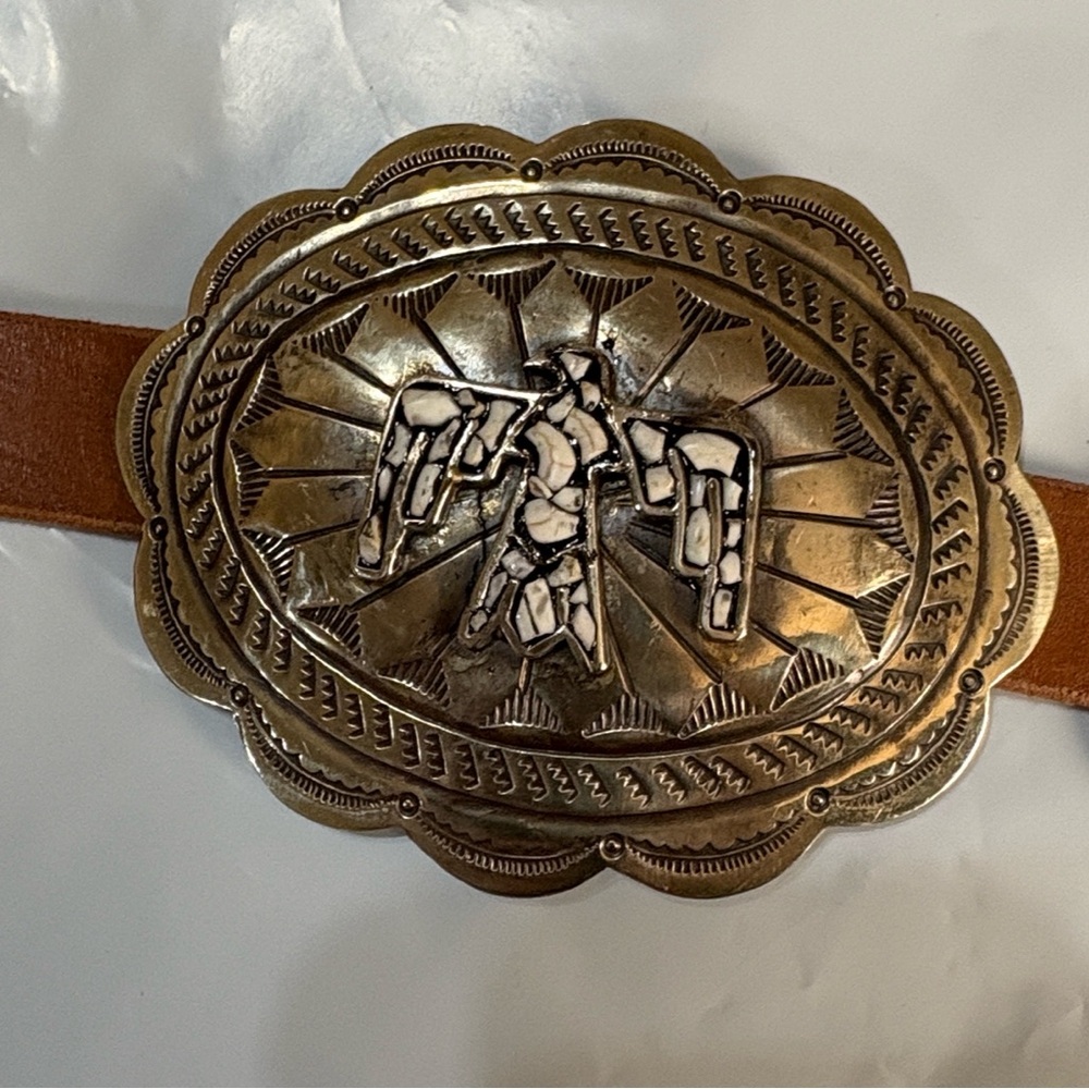 Rodeo Quincy - Barbosa Thunderbird Silver and Brown Concho Belt - Picture 16 of 16